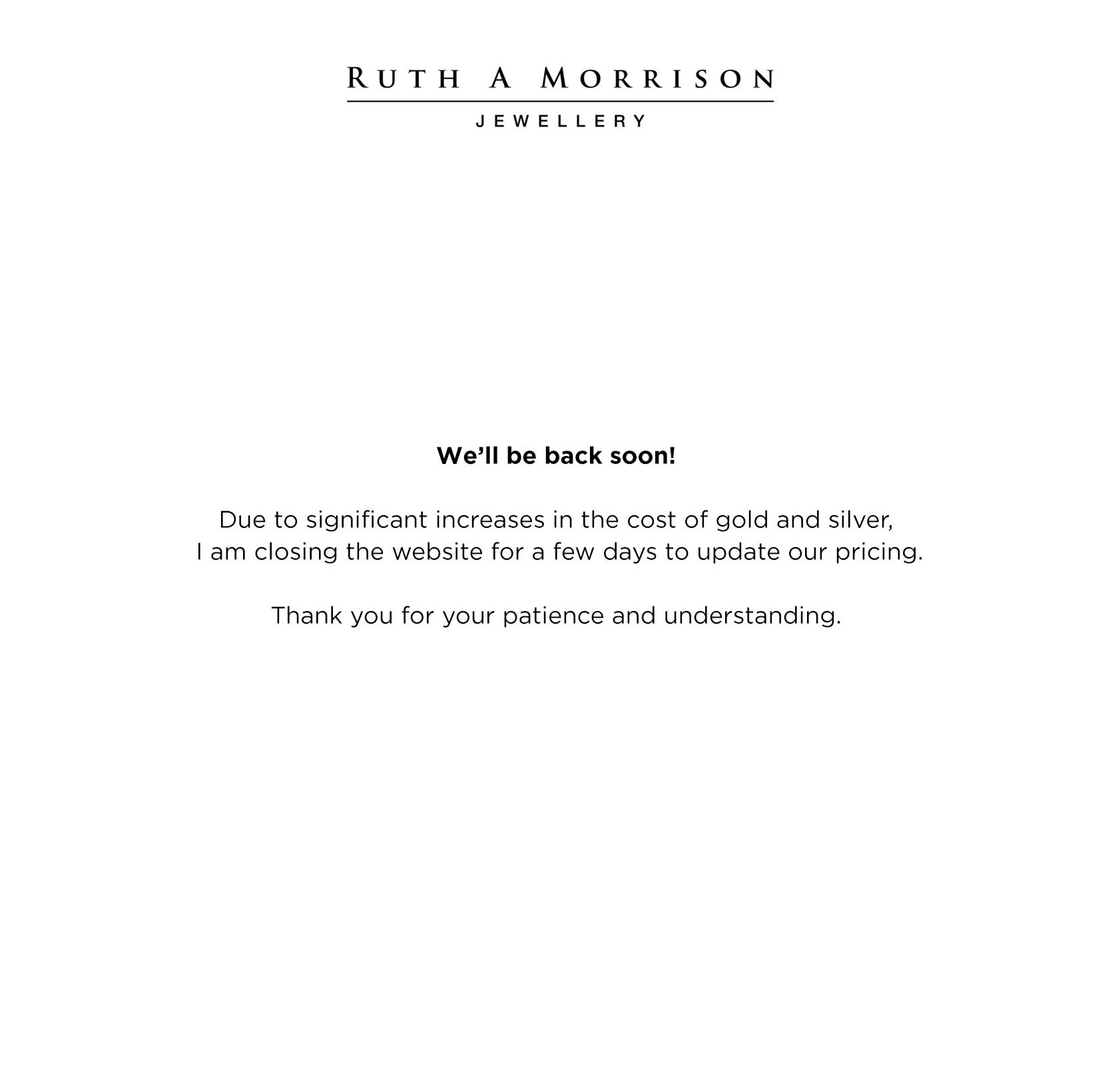 Ruth A Morrison Jewellery – We'll be back soon
