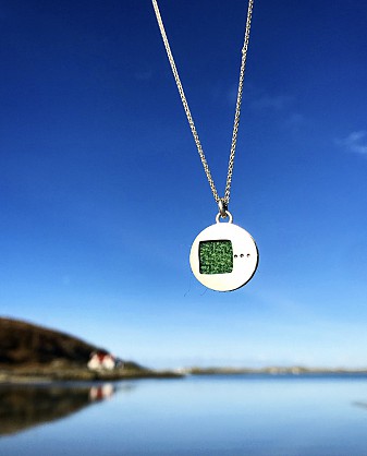 Sterling silver with Harris Tweed -18inch chain - Approx 16mm in diameter