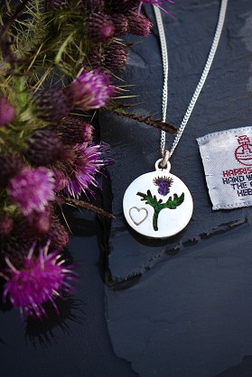 Sterling Silver and Harris Tweed - Approx 18mm discs with an 18inch chain