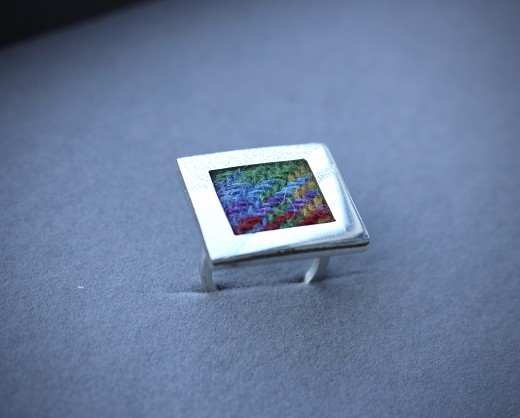 Sterling silver with Harris Tweed - approx 30x30mm 