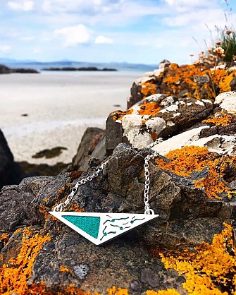 Sterling Silver with Harris Tweed - approx dimensions 65x20mm with an 18inch chain